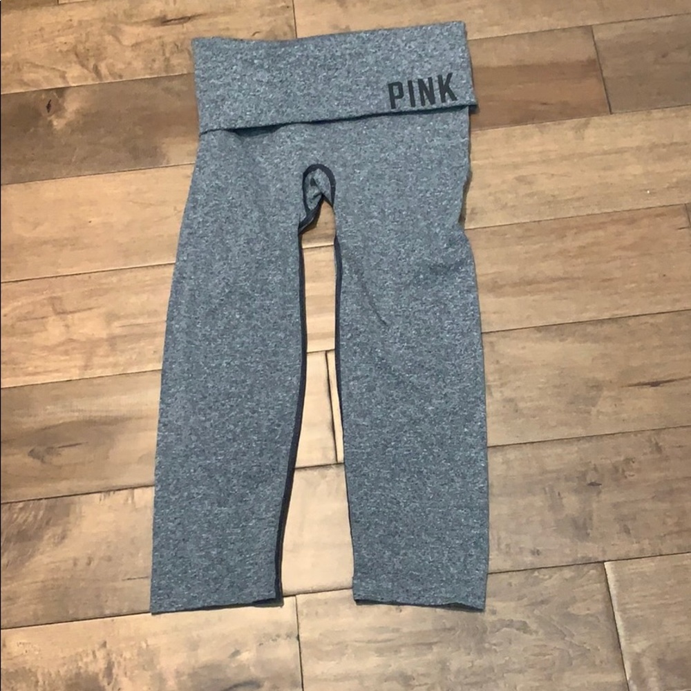 Victoria’s Secret “Pink” cropped gray leggings